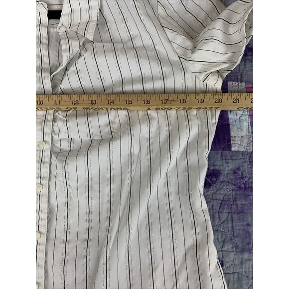 Fred David Womens Large Stretch Stripe Gold Metallic Thread Tunic Blouse - Picture 5 of 6